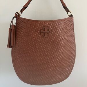 Tory Burch Brown Woven Hobo Bag
